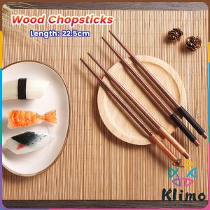 KLIMO Wooden Chopsticks: Japanese Style Reusable Anti-Falling Chopsticks for Cooking Eating Restaurants Noodles Portable 1 pair