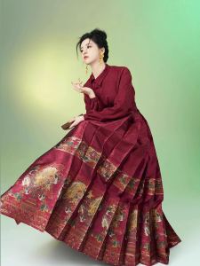 Original Ming Dynasty New Chinese Red Hanfu Shirt Half High Collar Wedding Dress Top with Half High Collar Shirt Womens Clothing