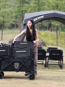 [Woodz] BLACKDOG Beach Thick Wheel Heavy Duty Wagon Trolley with Brake 360° Rotation Outdoor Camping Shopping Cart
