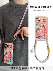 เคสโทรศัพท์มือถือ Apple 14 ลายการ์ตูน สายสะพายไหล่แบบสะพายข้าง สายรัดข้อมือแบบห้อยข้อมือ ช่องสี่เหลี่ยม ช่องใส่โทรศัพท์มือถือ Huawei Xiaomi