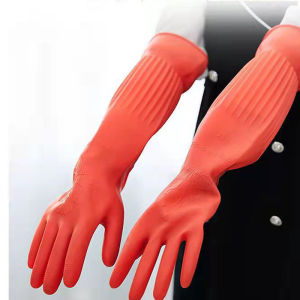 Sarung Tangan Karet 45 CM Latex  Industrial Gloves Latex House Hold Gloves Orange Panjang Dan Tebal