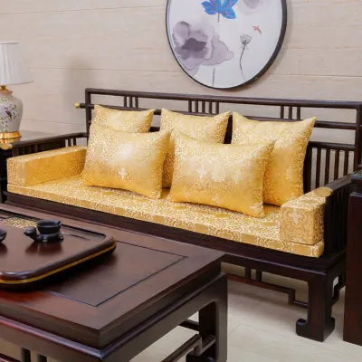 Thickened Redwood Sofa Cushion Cover Chinese Style Festive Pattern Heat Retaining Non-Slip Furniture Chair Pad Sponge Mat