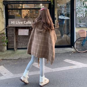 CHANGTONG | Korean Style Elegant Plaid Hooded Coat