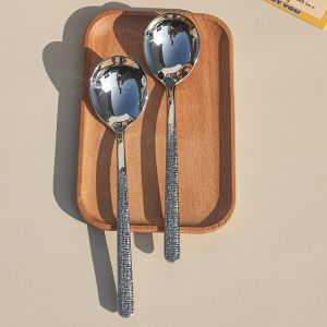 Japanese Hammered 316 Stainless Steel Spoon Main Course Soup Rice Stew Serving Spoon round Spoon Serving Spoon Public Spoon