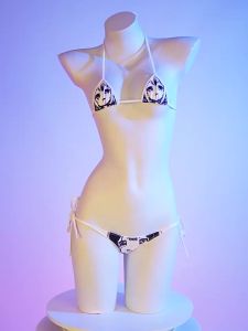OXO Bộ Bikini In Hình Anime Bằng Da Sáng Chế   Đồ Lót Buộc Dây Ba Điểm Đồ Ngủ Da Gợi Cảm Đồ Mặc Nhà C2101