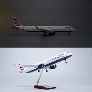 1/100 Scale Airplane 44cm British Airways A321Neo Diecast Resin Airplane Model Kit With Stand Aviation Gift Collection Display