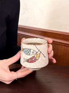 Japanese Style Ceramic Coffee Cup Hand-Painted Water Cup Casual Breakfast Tea Cup Floral Patterned Portable Home Use Cup