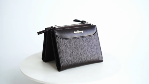 BAELLERRY Dompet Wanita Murah Terbaru Resleting Branded Premium Kulit Cassie Simple WA1181B5 Hitam Mini