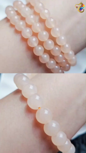 Graduation Grade Natural Icy Peach Apricot Serpentine Jade Bracelet