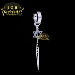 VIRAL Anting Bintang Hexagram Rantai Tmbak Titanium steel / Anting Pria Wanita Gantungan Piercing Xuping / anting tindik Korea / anting jepit Korea / anting jepit pria / ICH PIERCING