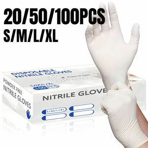 20/50/100PCS White Nitrile Gloves Brushing Bowls Mopping Floors Household Hygiene Pet Bathing Cleaning Disposable Gloves