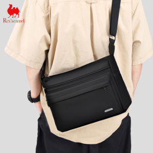 New Mens Crossbody Bag Fashion Outdoor Waterproof Shoulder Bag Summer Oxford Cloth Casual Style Main Pocket Zipper Closure
