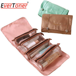 EverToner 4 in 1 Cosmetic Bag For Women Zipper Mesh Detachable Cosmetics Pouch Ladies Foldable Nylon Bag Rope Makeup Bag