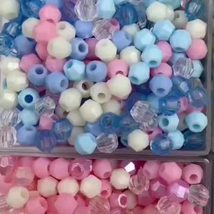 700/1400pcs 4mm Sharp Beads Solid Color Plastic Beads 8 Styles Cut Loose Spacer Beads For DIY Keychains Handmade Craft Making
