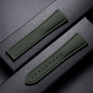 Premium Soft FKM Rubber Watch Strap for Omega Seamaster 20mm 21mm 22mm Universal Quick Release Deployant Buckle Mens Women Belt