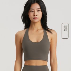 Quality Yoga Fitness Sports Bra Women with Chest Pad Neck Hanging Thin Cup Gathered Fixed Suction Cup Naked Sensation Sports Underwear