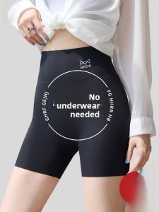 MiiOW | High-Waist Ice-Silk Safety Pants Womens Summer Anti-Light Bottoming Underwear Two-In-One Cat Person MiiOW Casual Nylon Spandex