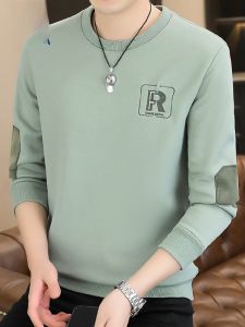 ROMON | เสื้อสเวตเตอร์คอปกกลมแขนยาวผู้ชายฤดูใบไม้ร่วง/ฤดูหนาว แฟชั่นลำลอง อบอุ่น ดีไซน์เก๋ไก๋ เสื้อยืดคอกลม