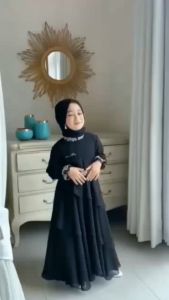 Mikayla kids set pashmina gamis anak usia 5-12 tahun / gamis anak terlaris terbaru bahan ceruty Baju Muslim Nyaman Panjang Dress Cewek Syari Renda Setelan Remaja