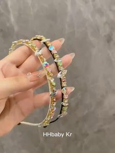 Handmade Luxury Diamond Crystal Retro Rhinestone Sweet Headband Fairy Valentine Party Hair Band Cekak Rambut气质高级感彩色碎钻细发箍