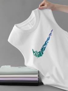 Mens Breathable Pure Cotton Summer Tank Top Wide Shoulder Sleeveless T-Shirt Fitness Sports Basketball Loose Shoulder Pad Shirt