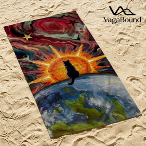 Khăn Tắm Bãi Biển Sunset Cat - Khăn Tắm In Hình 100% Polyester Không Bám Cát Nhanh Khô Thấm Hút Mỏng Nhỏ Gọn Phụ Kiện Cho Hồ Bơi & Cắm Trại