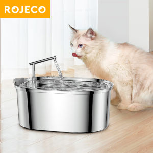 【Fulfilled by Lazada】ROJECO 3.2L Cat Drinking Fountain Automatic Stainless Steel Pet Fountains Water Dispenser Ultra Quiet Pump Water Foutain for Multiple Pets