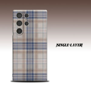 Neutral Retro Plaid For Samsung Galaxy S26 S25 S24 A56 A36 Dual Layer Luxury Fashion Full Lens Protective Case
