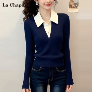 La Chapelle | Áo Sweater nữ ôm dáng cổ polo giả hai mảnh
