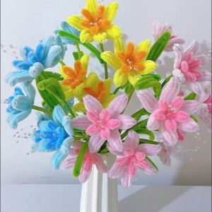 Bó Hoa Thủ Công Giả Chocolate Lily Material Kit Dành Cho Bạn Bè Quà Tặng Cưới Dọn Dẹp Đổi Nhà Hoa Giả Hydrangea Gerbera Carnation