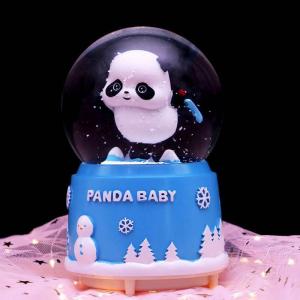 Snow Panda Crystal Ball Music Box Glowing Snow Floating Rotating Cartoon Cute Girl Gift Childrens Decorative Ornaments