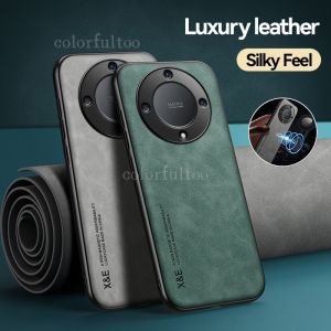 PU Leather Magnetic Car Holder Phone Case For Honor X7D X7 D X 7D HonorX7D 4G 5G 2025 Casing Soft TPU Silicone Bumper Camera Lens Protection Back Cover Shell