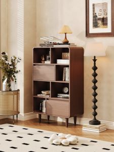 Retro Style Solid Wood Display Bookshelf