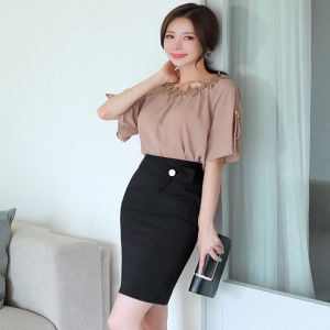 Chân váy bút chì lưng cao phối nơ trẻ trung phong cách công sở chất vải nhập co giãn tốt New Design CV0014