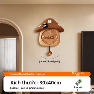 YIYUXUAN | Đồng Hồ Treo Tường Hình Mèo Sáng Tạo Im Lặng Dễ Gắn