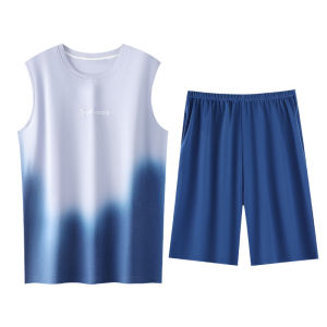 MiiOW | Mens 100% Pure Cotton Summer Lightweight Short Sleeve Sleepwear Set Short Pants Home Clothes MiiOW Cat Person Casual Style