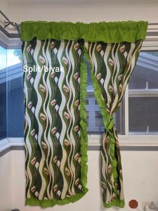 2 olive green carns matchy design curtain (doorwindowdoublepanelpillowcasevalancelababo/half curtain)