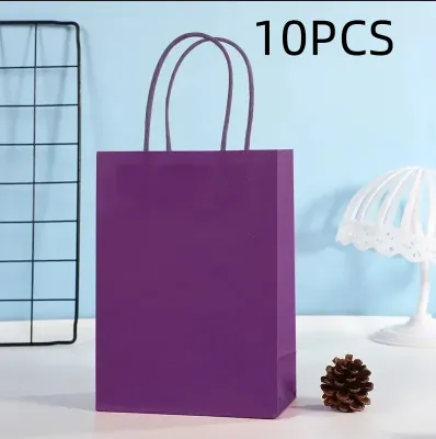 Candy Colorful Shopping Bags 10PCS Kraft Paper Gift Candy Bag Colored Hand-held Paper Bags Wedding Party Decoration Gift