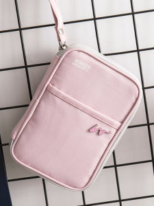 RFID Passport Holder Travel Document Bag Ticket Clip Neutral Gender Large Banknote Clip Zipper Pocket Dark Grid