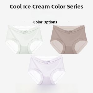 Miiow | Cat Woman Seamless Ice Silk Underwear Lightweight Breathable Triangle Panties Mid Waist Comfortable Cotton Crotch Briefs