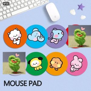 LINE FRIENDS | BT21 Group Circular Mouse Pad Dormitory Laptop Desktop Office Cute Mouse Pad Fan Gift of the Fan Circle 2026