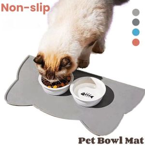 Pet Bowl Mat Silicon Mat Washable  Non-slip Dogs Cats Feeding Bowl Anti-Spilled Mat Pets Accessories