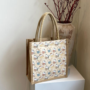 กระเป๋าถือลายหมีน่ารัก สไตล์ใหม่ ฤดูใบไม้ผลิและฤดูร้อน กระเป๋าถือขนาดเล็กแบบถือได้ด้วยมือ มีซิป กระเป๋าถือแบบ Tote สำหรับคุณแม่