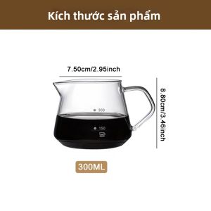 Bộ Lọc Cà Phê 300ml/600ml Kèm Giá Gỗ Phụ Kiện Máy Pha Cà Phê Thủ Công Cốc Pha Cà Phê Bằng Kính