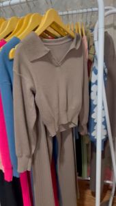 SETELAN ONE SET CELANA KNIT+ATASAN POLO KERAH PANJANG TEBAL