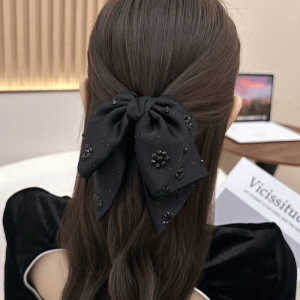Fancy Back Head Female Ponytail Grip Elegant French Hair Volume Accessible Luxury Satin 2024 New Arrival Ribbon Bowknot