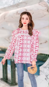 TW21619 เสื้อเชิ๊ตคอปก แขนยาว ใส่ยางปลายแขน กระดุมด้านหน้า ..