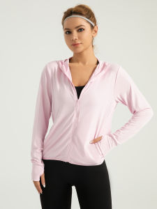 แจ็กเก็ตกันแดดมีฮู้ดสำหรับผู้หญิง เสื้อแจ็คการ์ดแขนยาวระบายอากาศได้ดีเสื้อผ้าสำหรับกลางแจ้ง