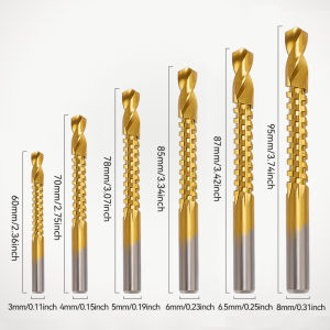 6-Piece Saw Set Drilling Tool Steel Titanium Wood 3/4/5/6/6.5/8mm Fried Dough Twists Bit High Speed Woodworking Bit Hss 91mm