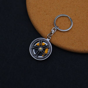 Metal Car Wheel Hub Keychain Simulated Alloy Wheel with Brake Disc Keyring Creative Auto Accessories Gift for Car Lovers